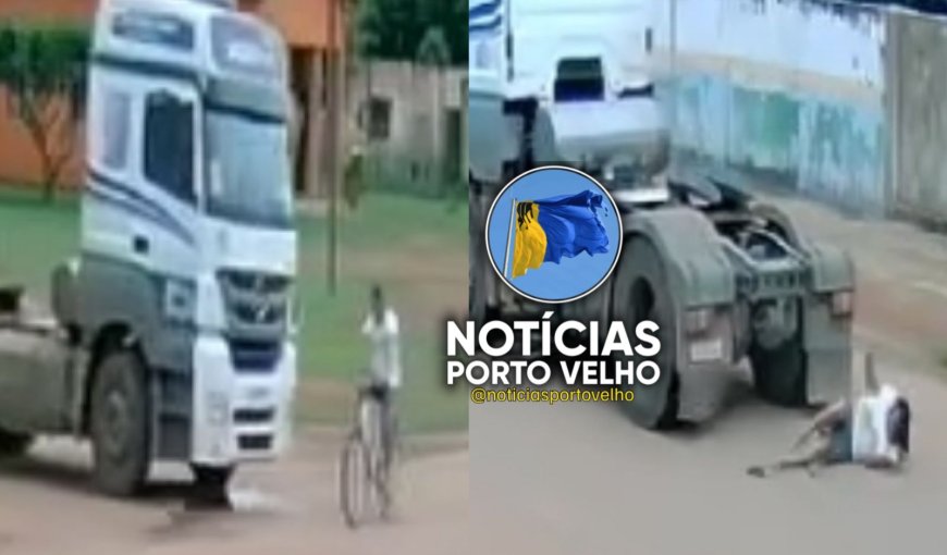 NASCEU DE NOVO: VÍDEO MOSTRA CICLISTA ATROPELADA E ARRASTADA POR CARRETA EM RONDÔNIA