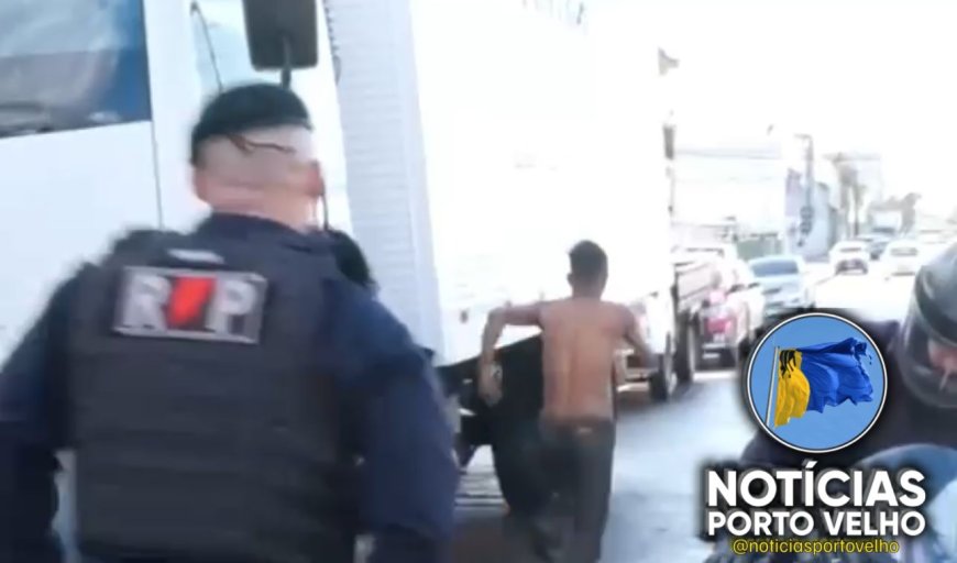 VÍDEO - Suspeito de matar “Nego Boy” tenta fugir ao chegar na Central de Flagrantes em Porto Velho