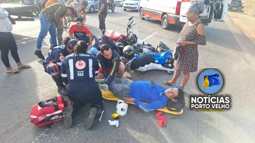 Grave acidente entre motocicletas deixa três pessoas feridas na Zona Leste de Porto Velho