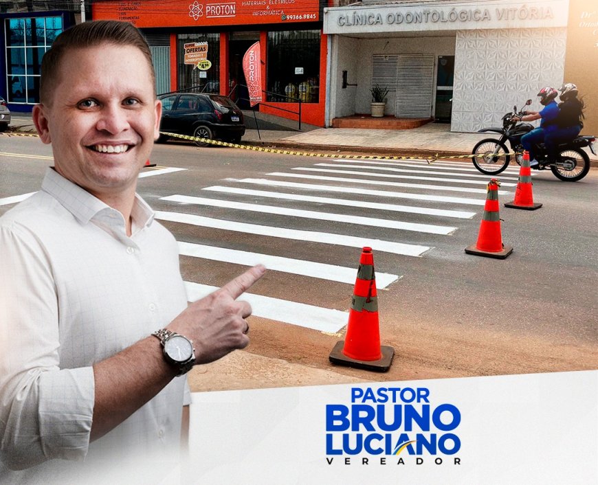 PREFEITURA IMPLANTA FAIXA DE PEDESTRE NA AV. AMAZONAS APÓS SOLICITAÇÃO DO VEREADOR PASTOR BRUNO LUCIANO