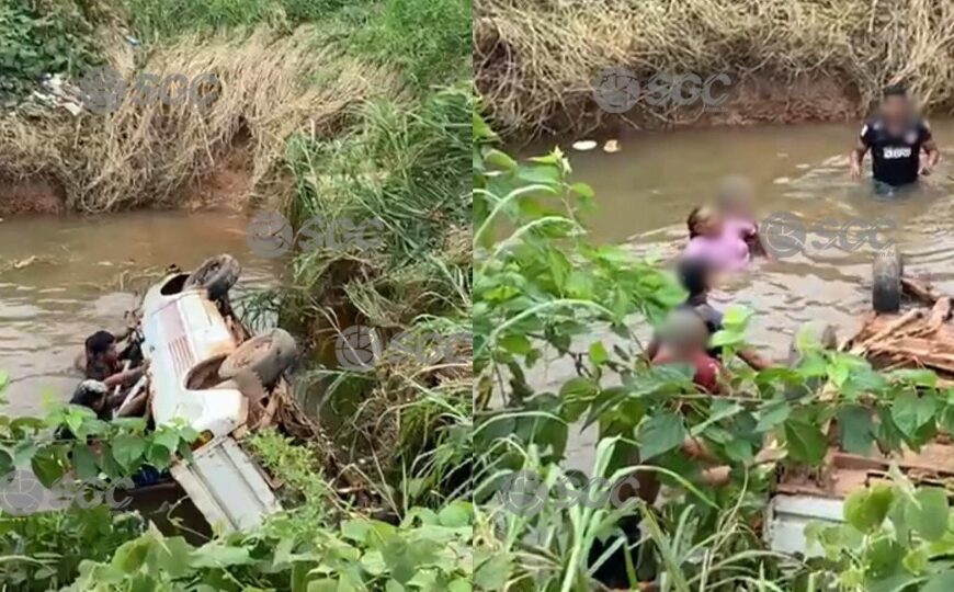 Cadeirante é resgatada após carro capotar em córrego em Porto Velho