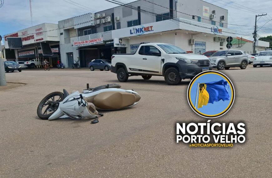 COLISÃO ENTRE MOTO E CARRO DEIXA CASAL FERIDO NA REGIÃO CENTRAL DE PORTO VELHO