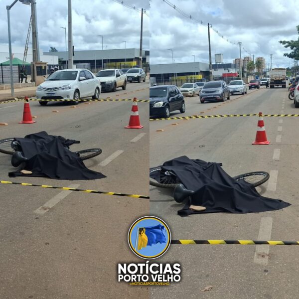 VÍDEO ALUNO DA IFRO:Ciclista é atropelado por caçamba na avenida Jatuarana, próximo ao viaduto