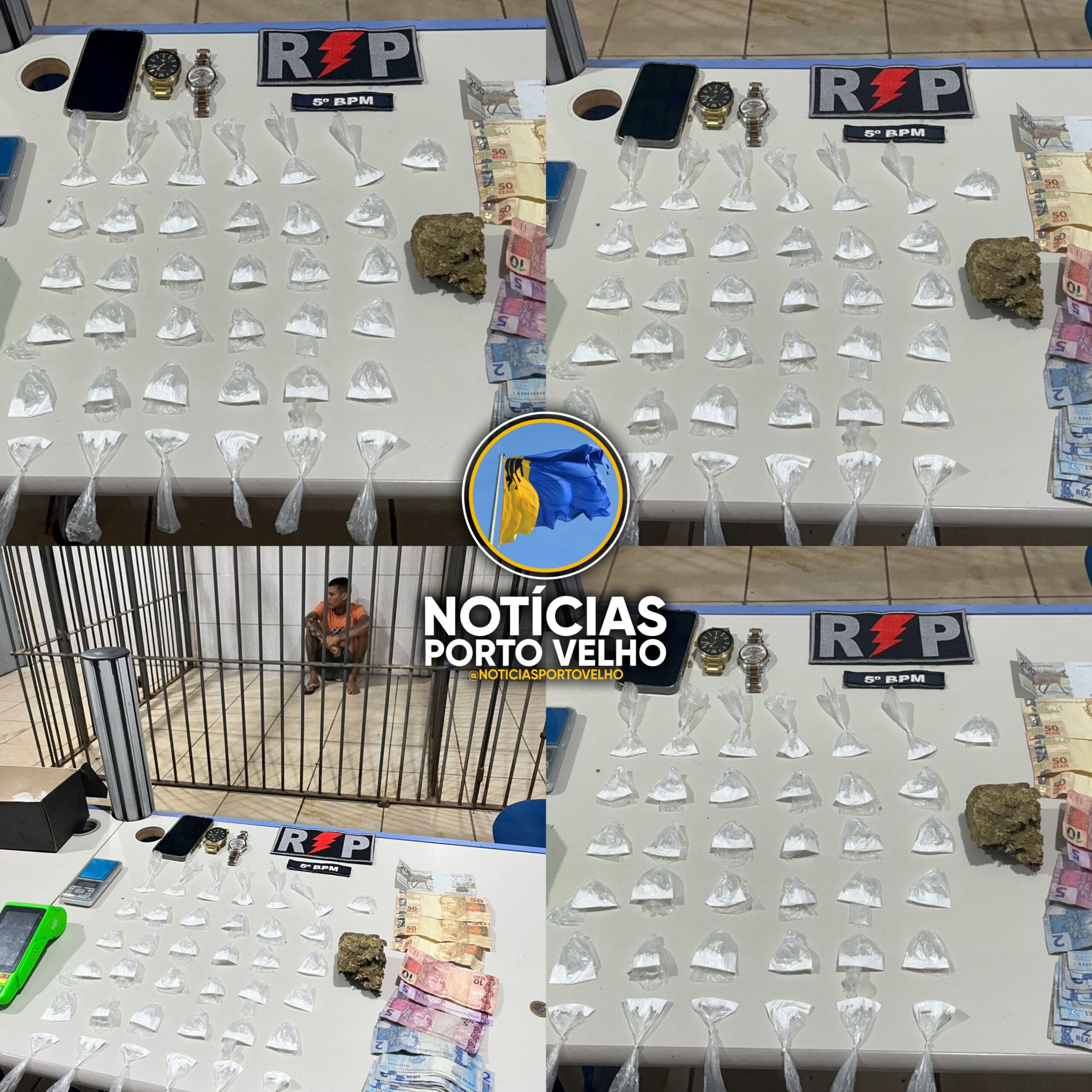 Após denúncia de criança em situação de abandono e chorando muito, traficante é preso com drogas no Orgulho do Madeira