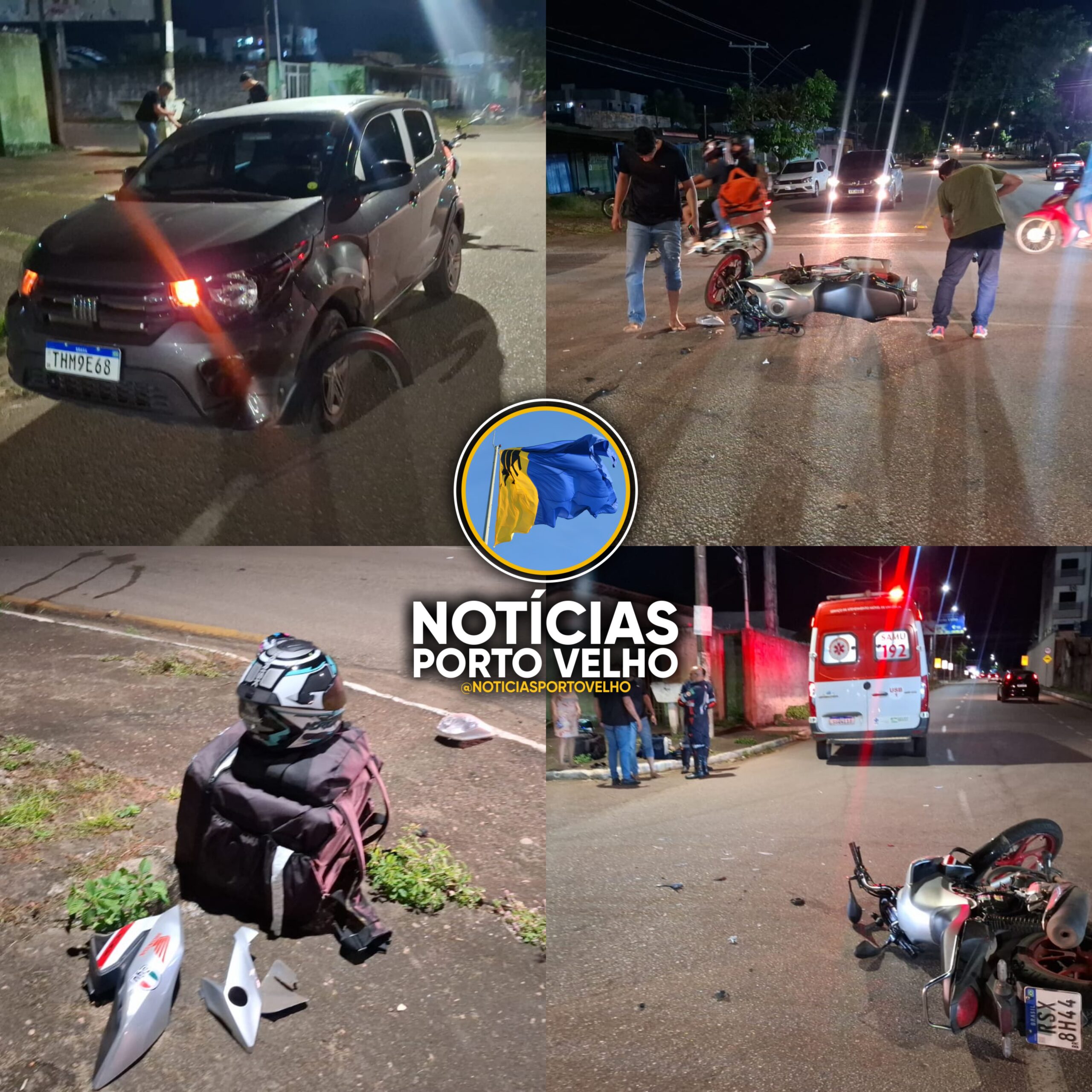 MOTOBOY FICA FERIDO APÓS CARRO AVANÇAR PREFERENCIAL E CAUSAR FORTE COLISÃO NA AVENIDA PINHEIRO MACHADO, EM Porto Velho