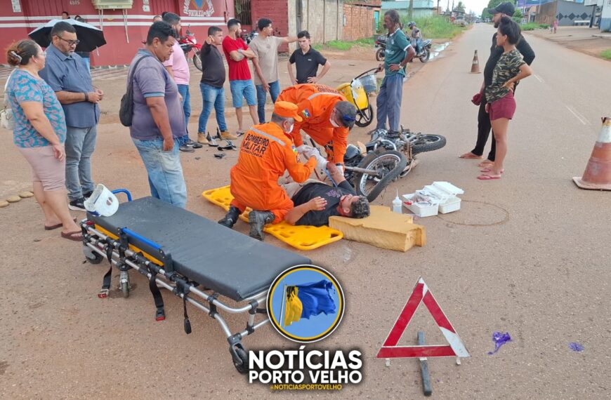 GRAVE ACIDENTE: Motociclista fica em estado crítico após colisão com caminhão no bairro Igarapé