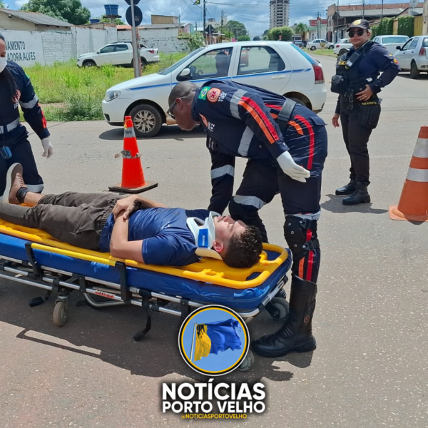 GRAVE ACIDENTE ENTRE MOTO E JEEP DEIXA MOTOCICLISTA FERIDO EM PORTO VELHO