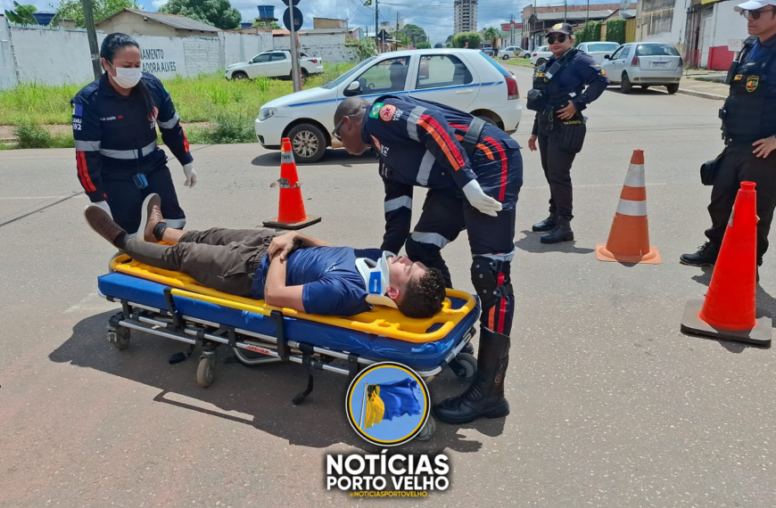 GRAVE ACIDENTE ENTRE MOTO E JEEP DEIXA MOTOCICLISTA FERIDO EM PORTO VELHO