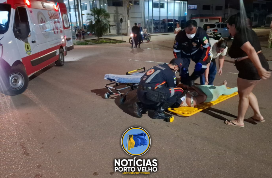 ACIDENTE ENTRE MOTO E CARRO OFICIAL DEIXA MOTOCICLISTA FERIDA NA ZONA LESTE DE PORTO VELHO