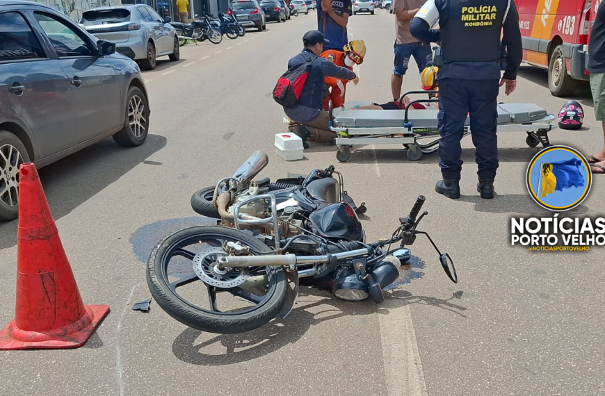 MOTOCICLISTA INABILITADA SOFRE FRATURA NA PERNA DIREITA APÓS FORTE COLISÃO NA TRASEIRA DE CARRO NA AVENIDA AMAZONAS