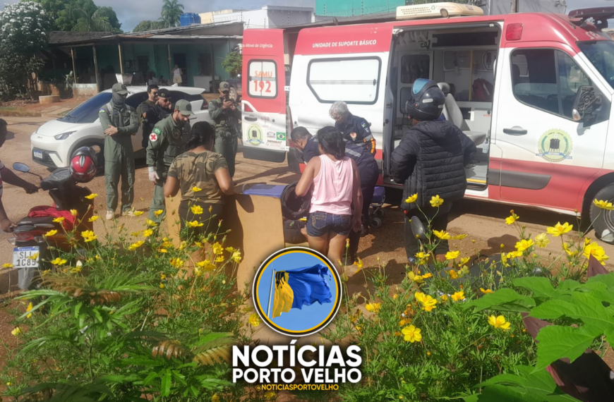 GRAVE ACIDENTE ENTRE MOTO E CARRO ELÉTRICO MOBILIZA HELICÓPTERO DO GAVE EM PORTO VELHO