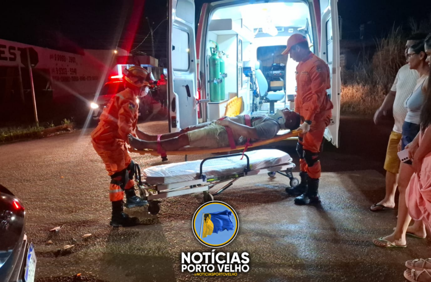 GRAVE ACIDENTE ENTRE MOTO E CARRO DE APLICATIVO DEIXA MOTOCICLISTA FERIDO NA ZONA LESTE DE PORTO VELHO
