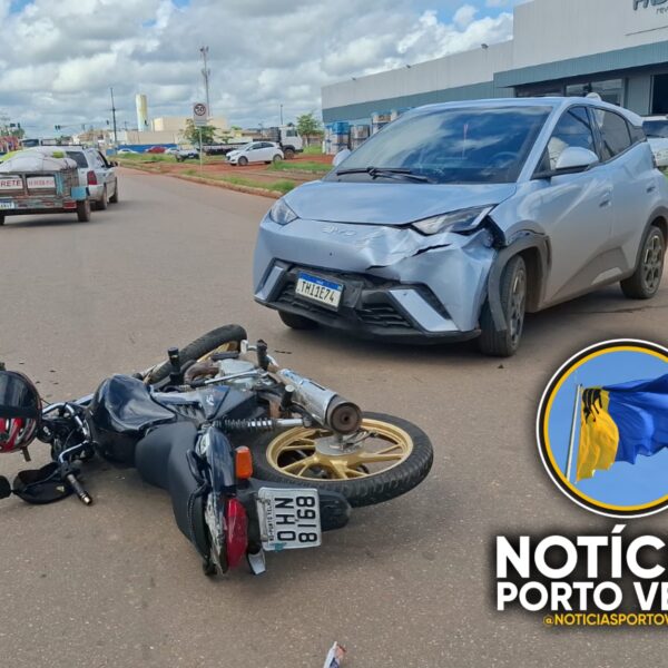 COLISÃO DEIXA MOTOCICLISTA FERIDO NA AVENIDA MAMORÉ EM Porto Velho