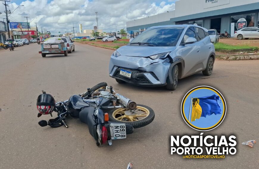 COLISÃO DEIXA MOTOCICLISTA FERIDO NA AVENIDA MAMORÉ EM Porto Velho