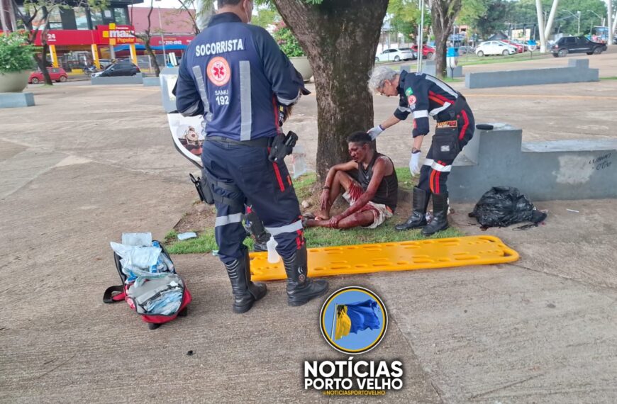 HOMEM EM SITUAÇÃO DE RUA É ESFAQUEADO NA RODOVIÁRIA E SOCORRIDO EM ESTADO GRAVE EM PORTO VELHO