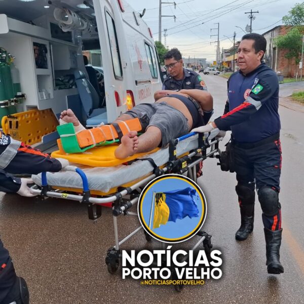 GRAVE ACIDENTE: motociclista sofre fratura exposta após colisão na zona leste de Porto Velho