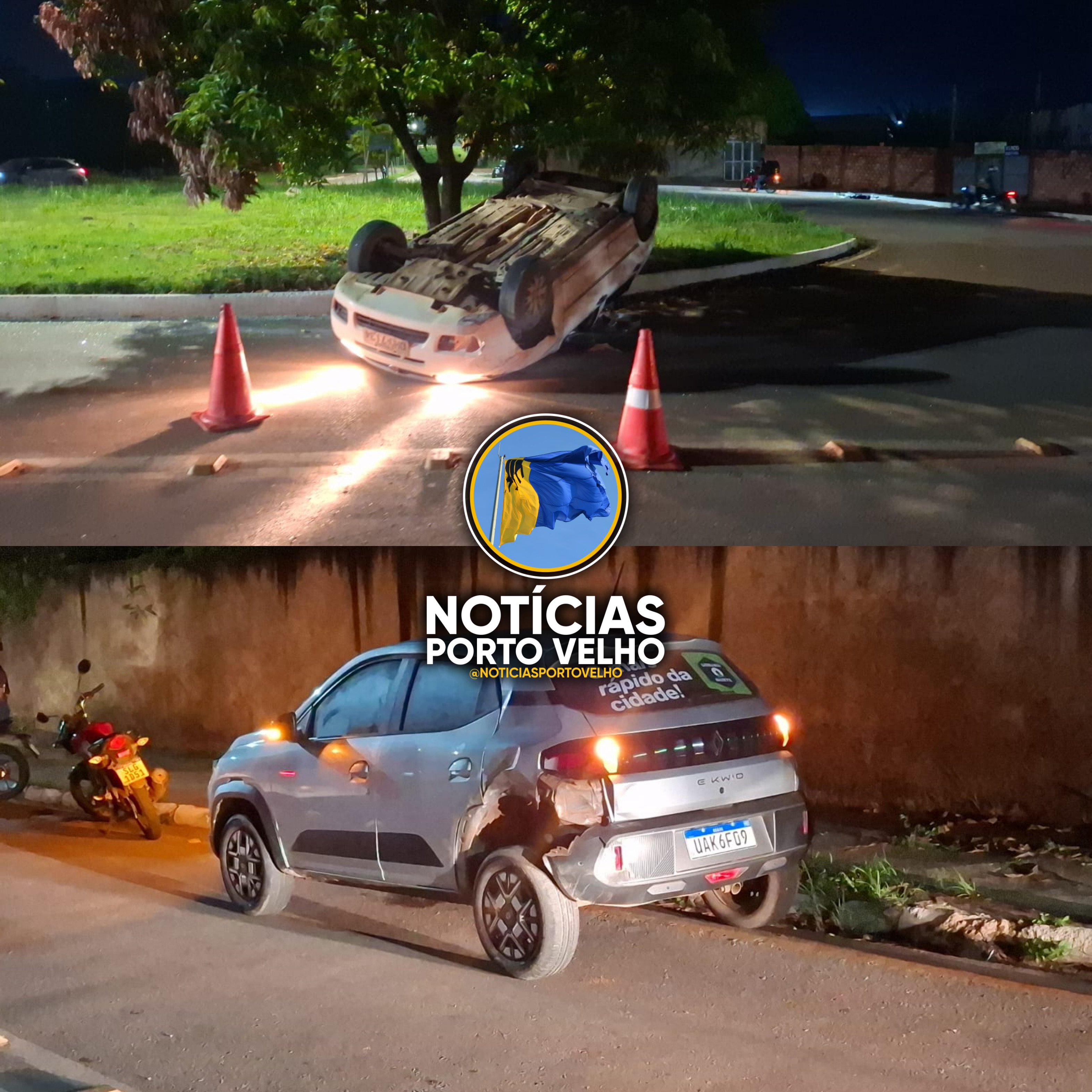 Capotamento violento envolvendo dois carros assusta moradores na Avenida Rio de Janeiro