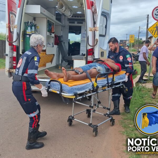 MOTOCICLISTA FICA EM ESTADO GRAVE APÓS VIOLENTA COLISÃO COM COROLLA NA ZONA LESTE DE PORTO VELHO