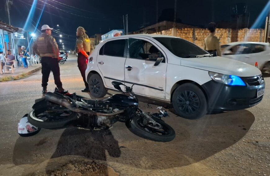MOTOCICLISTA FICA INCONSCIENTE APÓS GRAVE ACIDENTE NO BAIRRO APONIÃ