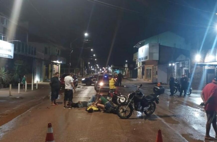 Colisão frontal entre motocicletas deixa quatro feridos durante a madrugada em Porto Velho