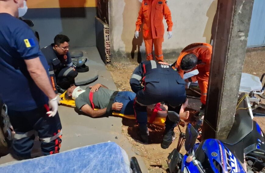 MOTOCICLISTA FICA FERIDO APÓS BATER EM POSTE NA ZONA LESTE DE PORTO VELHO