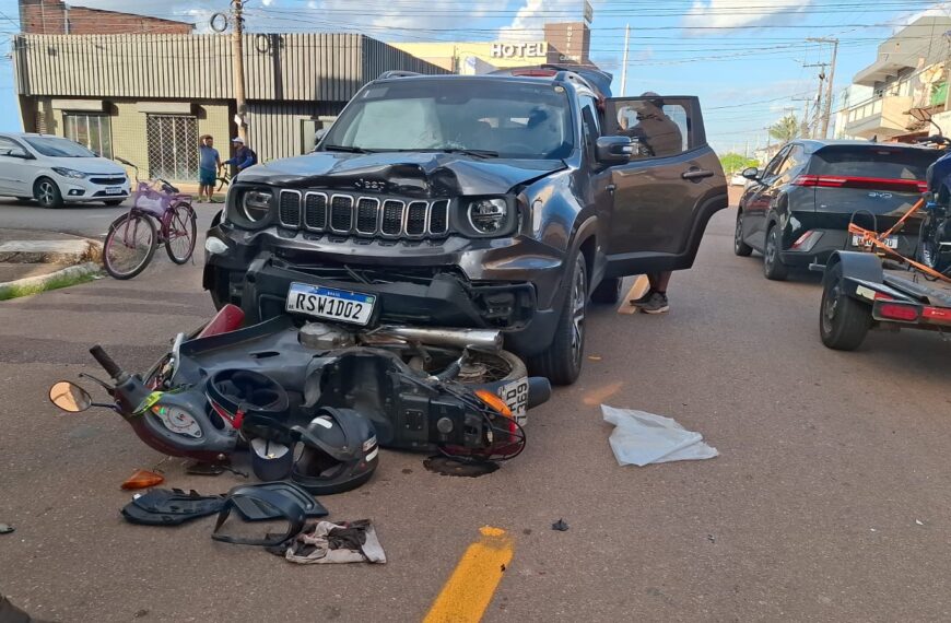 GRAVE ACIDENTE ENTRE JEEP E MOTOCICLETA DEIXA IDOSO FERIDO EM PORTO VELHO