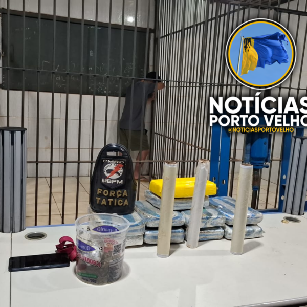 SUSPEITO É PRESO COM NOVE TABLETES DE MACONHA, COCAÍNA E PRENSA PARA DROGAS NA ZONA LESTE DE PORTO VELHO