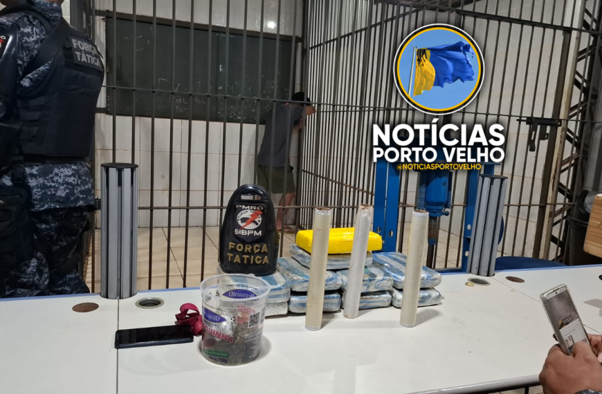 SUSPEITO É PRESO COM NOVE TABLETES DE MACONHA, COCAÍNA E PRENSA PARA DROGAS NA ZONA LESTE DE PORTO VELHO