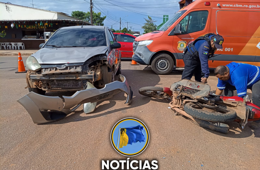 MOTOCICLISTA FICA FERIDA APÓS TER PREFERENCIAL INVADIDA NA ZONA LESTE DE PORTO VELHO