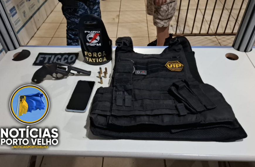 FORÇA TÁTICA DO 5º BPM PRENDE SUSPEITO DE ASSALTO A VIGILANTE DA UNIR E RECUPERA ARMA E COLETE BALÍSTICO