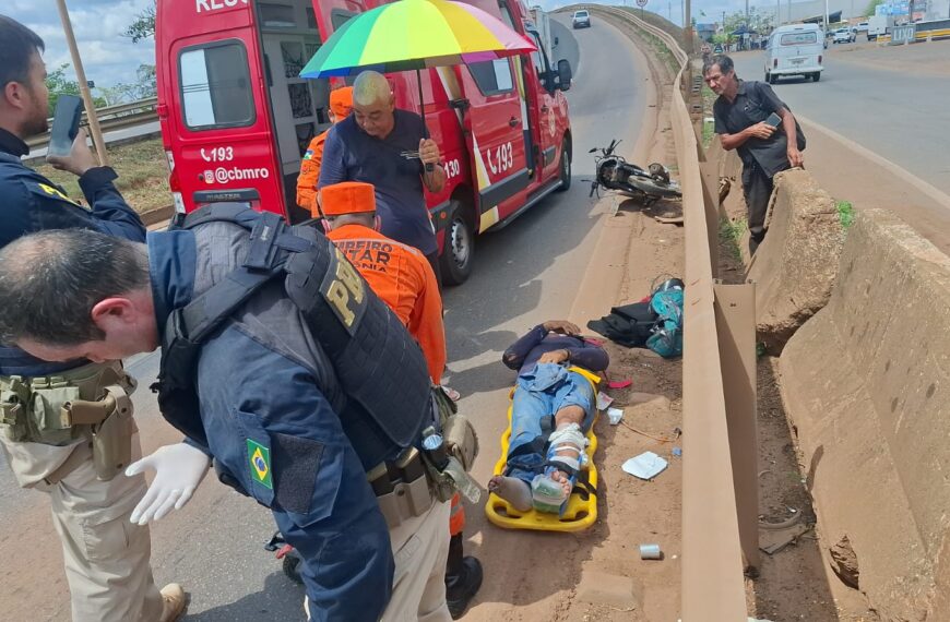 ACIDENTE NO VIADUTO DO TREVO DO ROQUE DEIXA IDOSO FERIDO EM PORTO VELHO
