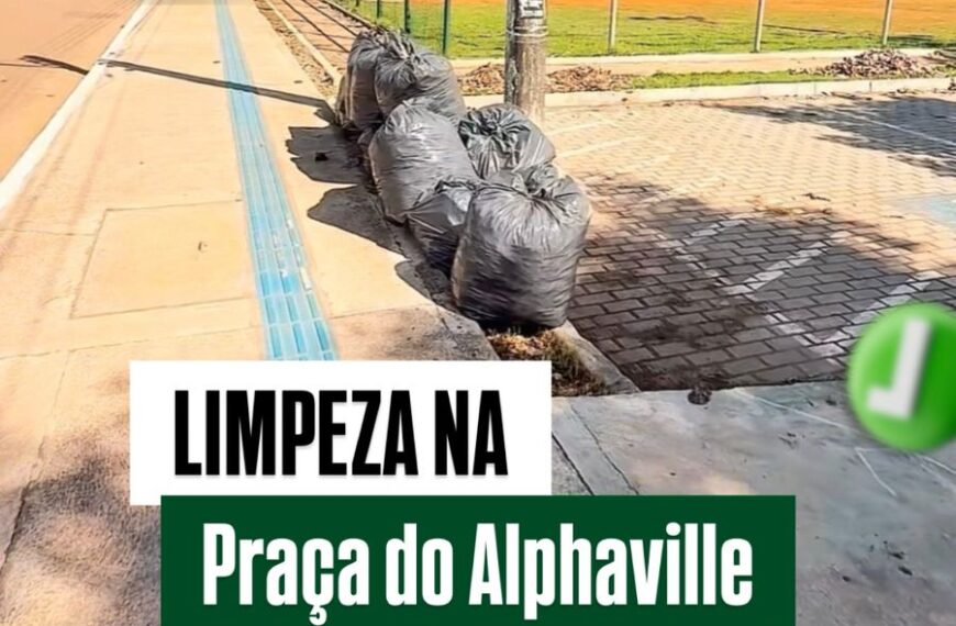 Praça do Alphaville recebe limpeza após pedido do vereador Adriano Gomes