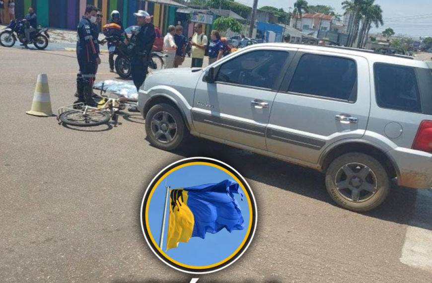 Idosa fica ferida após ser atingida por caminhão ao tentar evitar colisão em Porto Velho