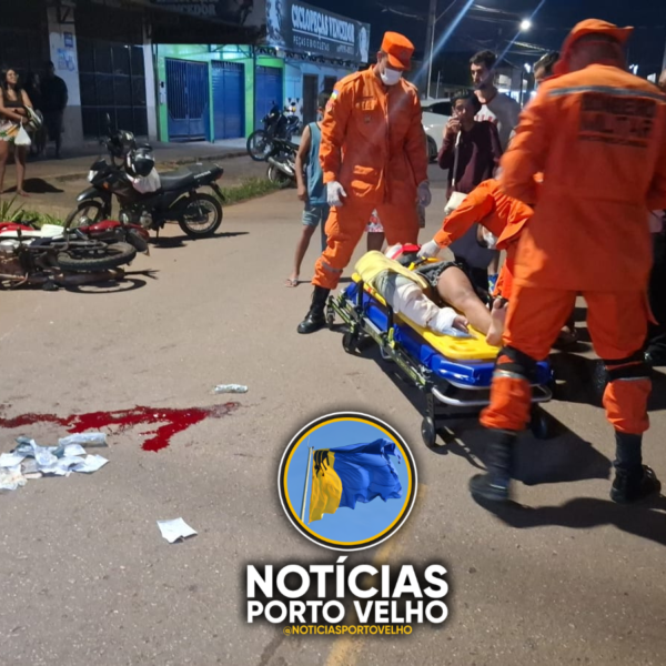 GRAVE COLISÃO ENTRE MOTO E CARRO DEIXA MULHER COM PERNA DILACERADA NA ZONA LESTE DE PORTO VELHO